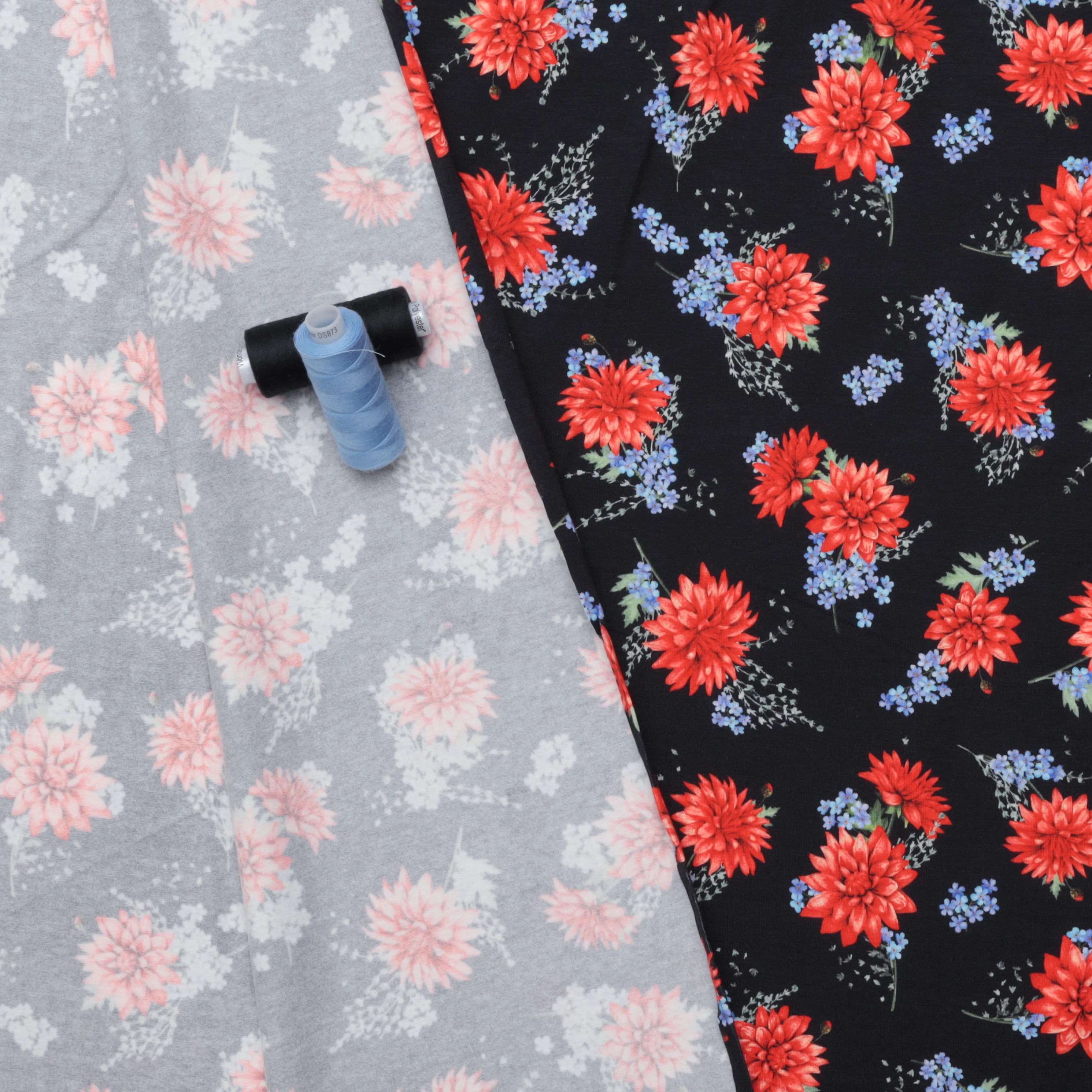 Cotton Blend - Italian Jersey - Neon Florals - Black + Rose - Image 3