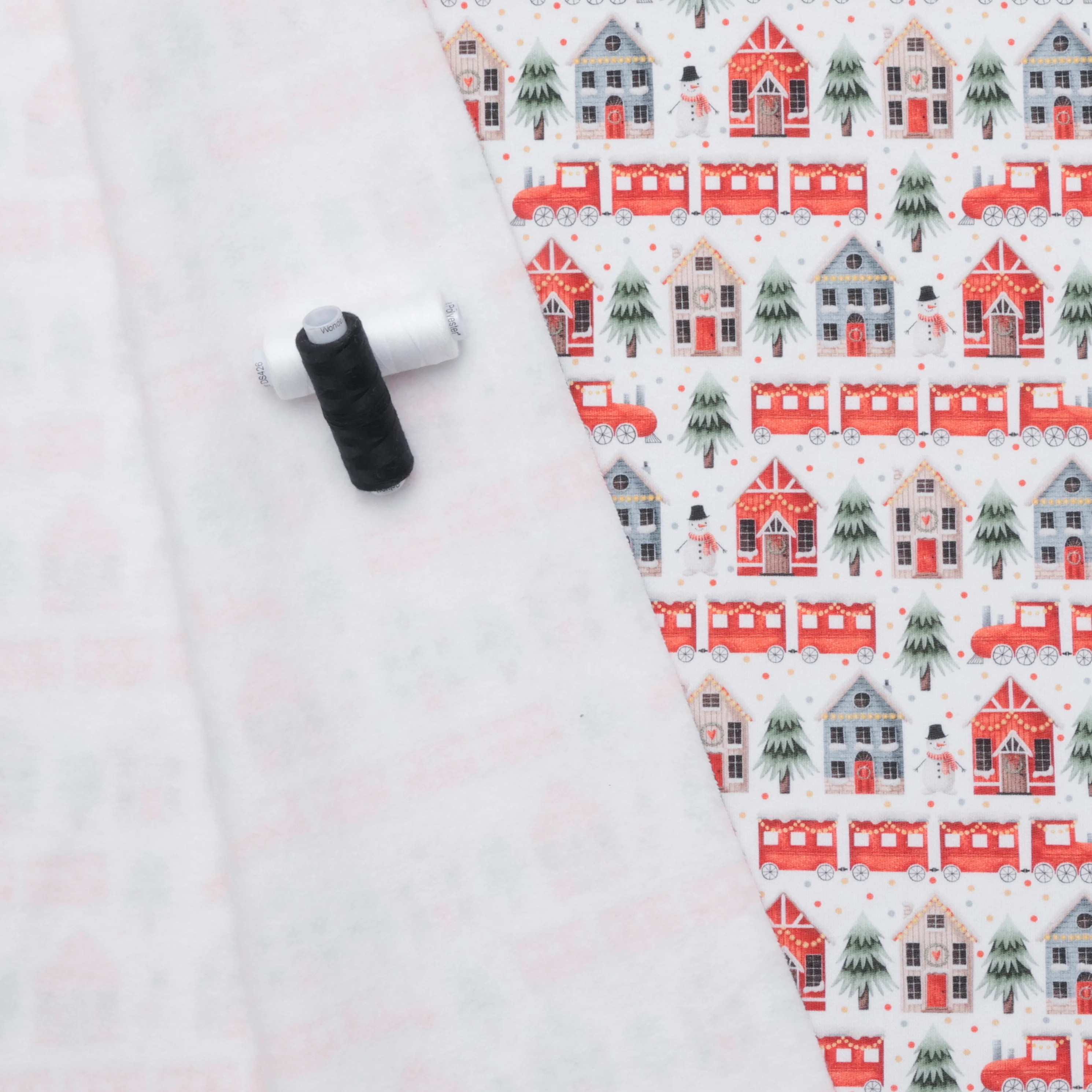 Cotton - Fleece - Holiday Prints - Village - White - Image 3