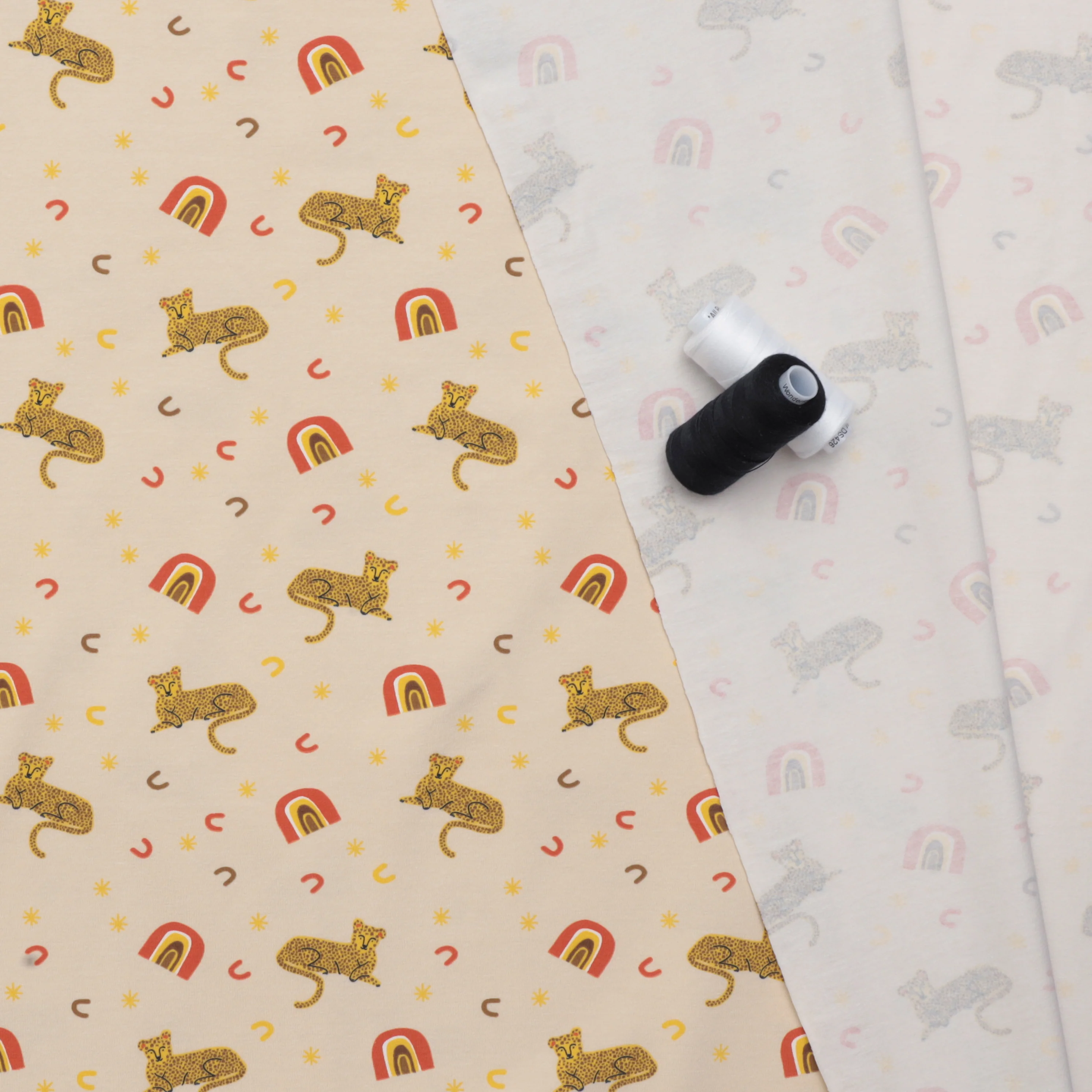 Cotton - Jersey - Rainbow Cheetah - Ivory - Image 3