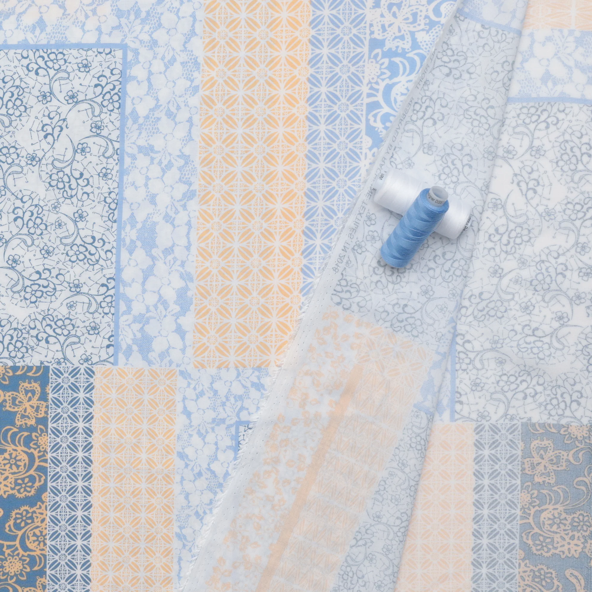 Rayon - Challis - Patchwork - White Chambray - Image 3