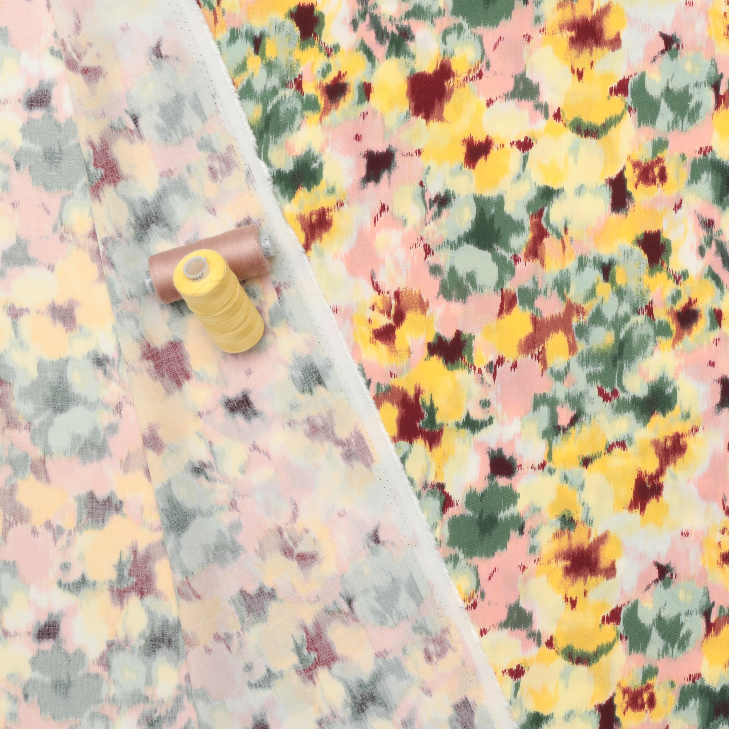 Rayon - Salerno Print - Abstract Floral - Green Yellow - Image 3